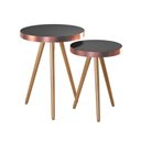 Ver imagem 1 de Kit 2 Mesa Lateral Lisa Mdf Preto | Aço Cobre - Sallar Home