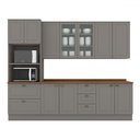 Ver imagem 2 de Cozinha Completa Americana 11 Portas 5 Gavetas com Vidro 100% Mdf Cinza/nature - Henn