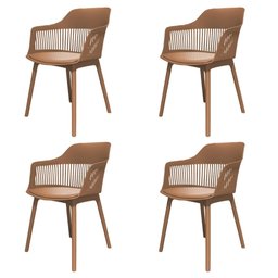 Kit 4 Cadeiras Montreal Marcela Fratini Almofada em Pu Estrutura em Polipropileno Marrom Capuccino - 1