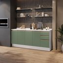 Ver imagem 1 de Balcões de Cozinha 100% Mdf 200cm Branco/verde Celeste Kappesberg