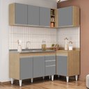 Ver imagem 2 de Armário de Cozinha Modulado de Canto Esquerdo 4 Peças Cp48 com Pia Inox Castanho/cinza - Lumil Lumil