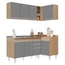 Ver imagem 1 de Armário de Cozinha Modulado de Canto Esquerdo 4 Peças Cp48 com Pia Inox Castanho/cinza - Lumil Lumil