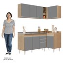 Ver imagem 5 de Armário de Cozinha Modulado de Canto Esquerdo 4 Peças Cp48 com Pia Inox Castanho/cinza - Lumil Lumil