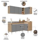 Ver imagem 3 de Armário de Cozinha Modulado de Canto Esquerdo 4 Peças Cp48 com Pia Inox Castanho/cinza - Lumil Lumil