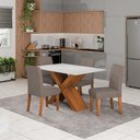 Ver imagem 2 de Conjunto de Mesa Sala de Jantar Tampo com Vidro 1,36m Grécia 4 Cadeiras Trieste Dobuê