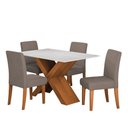 Ver imagem 1 de Conjunto de Mesa Sala de Jantar Tampo com Vidro 1,36m Grécia 4 Cadeiras Trieste Dobuê