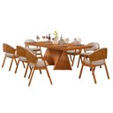 Ver imagem 1 de Mesa de Jantar Dunnas com 8 Cadeiras Beatriz Bege 180cm