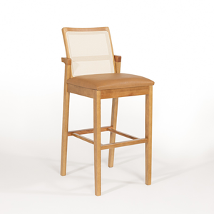 Banqueta Urze Encosto em Tela Indiana Quadrada Cappuccino