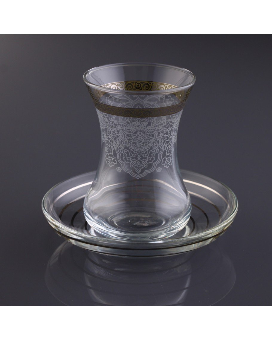 Xicaras De Chá Turca 12 Peças Nida Gold– Luxury Glass Set