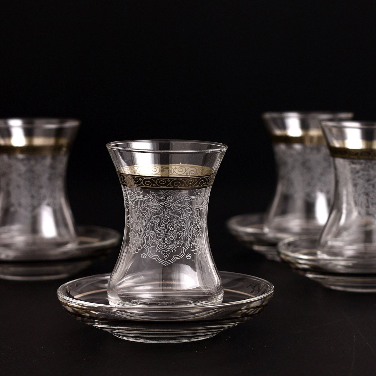 Xicaras De Chá Turca 12 Peças Nida Gold– Luxury Glass Set