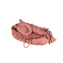 Kit Ninho Redutor para Berço com Travesseiro Anatômico Rosé + Somente Capa da Almofada de Amamentaçã - 4