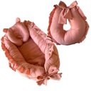 Ver imagem 1 de Kit Ninho Redutor para Berço com Travesseiro Anatômico Rosé + Somente Capa da Almofada de Amamentaçã