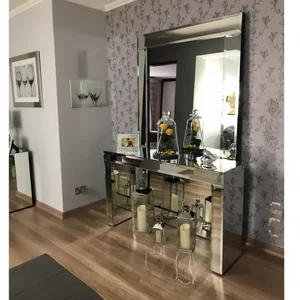 Kit Espelho Moldura Bisote + Aparador Luxo Cristal