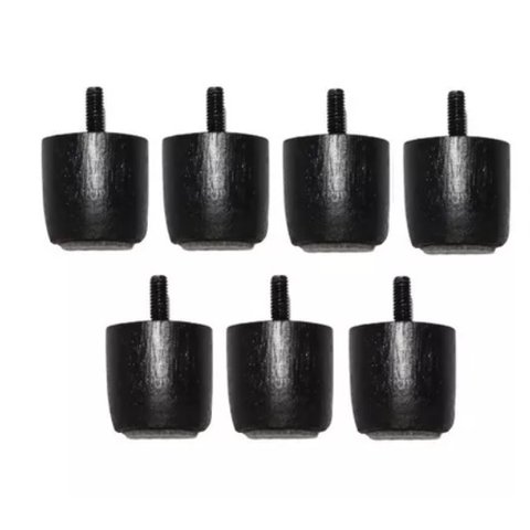 Kit 7 Pés Jr para Cama Box Baú Queen ou King 4cm de Altura Madeira Maciça Cor:preto