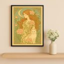 Ver imagem 1 de Quadro Mulher e Gato Art Nouveau 45x34cm Mold Preta
