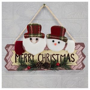 Enfeite de Porta Natalino Merry Christmas Papai Noel Boneco de Neve