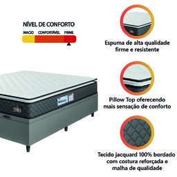 Cama Box Baú Casal Queen Colchão Espuma D33 Pillow Top Millenium Hellen - 6
