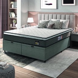 Cama Box Baú Casal Queen Colchão Espuma D33 Pillow Top Millenium Hellen - 1