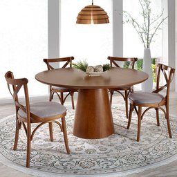 Cadeira de Madeira Curve X - Estofada - Verniz - Native - 2