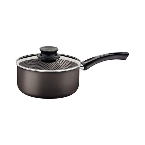Panela Tramontina Paris Antiaderente Starflon Max Chumbo com Tampa de Vidro 16 Cm 1,5 L Tramontina