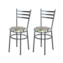 Ver imagem 1 de 2 Cadeiras para Mesa Epoxi Preta Craqueada Assento Floral:floral Orquídea