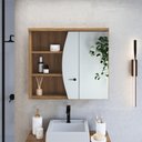 Ver imagem 1 de Armário Espelheira para Banheiro Laura com 1 Porta e Duas Prateleiras Mel