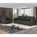 Ver imagem 2 de Conjunto Sofá 3 Lugares 223cm e Poltrona 98cm Amaranto M22 PU Preto - Mpozenato