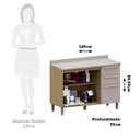 Ver imagem 3 de Balcão de Cozinha Pia 120cm 2 Pts e 3 Gav C/ Tampo Elegance Freijó/cinammon/quartzo Bege