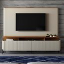 Ver imagem 1 de Rack Portas Brise e Pés em Metal com Painel 220cm 100% Mdf Cor:louro e Luna com Preto