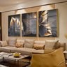 Kit Quadro Decorativo Folhas de Ouro com Moldura Dourada e Vidro - 150x70 - 2