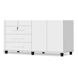 Roupeiro Casal 06 Portas 3 Gavetas Com Espelho Cor Branco SAO MIGUEL - 3