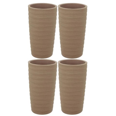 Kit 4 Vasos Grandes para Plantas Grego Tramontina Alto 65cm em Polietileno Granito Areia Jardim