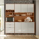 Ver imagem 1 de Armário de Cozinha 7 Portas 3 Gavetas e Adega para 4 Garrafas Viena Jequitibá/areia - Lukaliam