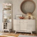 Ver imagem 1 de Aparador para Sala Buffet Monza e Cristaleira Marina Calacata Off White – Madetec
