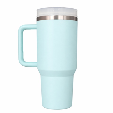 Copo Térmico Grande 1200 Ml Canudo Parede Dupla - Azul Claro