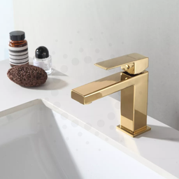 Torneira Monocomando para Cuba Pia Lavatório Banheiro Bica Baixa Dourado Gold Luxo Metal Premium - 3