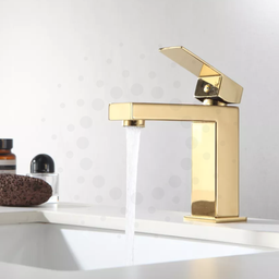 Torneira Monocomando para Cuba Pia Lavatório Banheiro Bica Baixa Dourado Gold Luxo Metal Premium - 2