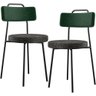 Kit 02 Cadeiras Decorativa Estofada Sala Jantar Barcelona L02 Facto Verde Musgo Linho Chumbo - Lyam  - 1