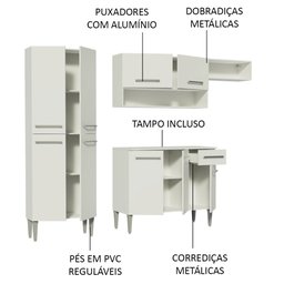 Cozinha Compacta Madesa Emilly Top com Armário e Balcão Branco Cor:Branco - 4