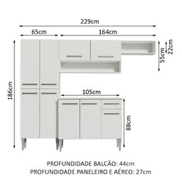 Cozinha Compacta Madesa Emilly Top com Armário e Balcão Branco Cor:Branco - 3