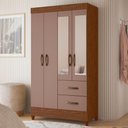Ver imagem 1 de Guarda-Roupa Mobi 4 Portas Espelhado Nogueira/Cappuccino