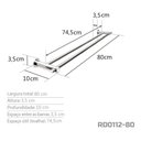 Ver imagem 3 de Toalheiro Duplo 80 Cm Inox - Kromus Rd0112-80