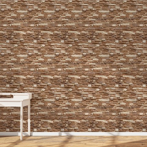 Papel de Parede Adesivo Pedras Rústicas Tons de Marrom 10m