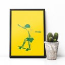 Ver imagem 1 de Quadro decorativo Skater boy Amarelo 45x33cm (Moldura preta)