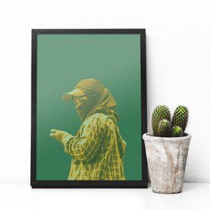 Quadro decorativo Trabalhadora de Bangkok 45x33cm (Moldura preta)