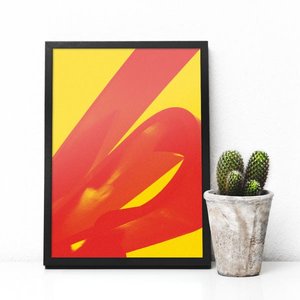 Quadro decorativo Dragão Amarelo 45x33cm (Moldura preta)