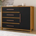 Ver imagem 6 de Cômoda Sapateira Paris 1 Porta 4 Gavetas Carvalho Americano Preto - Incorplac