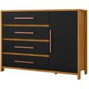Ver imagem 1 de Cômoda Sapateira Paris 1 Porta 4 Gavetas Carvalho Americano Preto - Incorplac