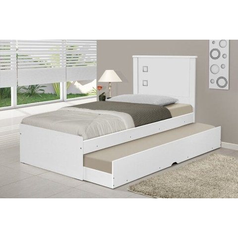 Cama Bibox Solteiro Barcelona Branco / Preto - Tebarrot
