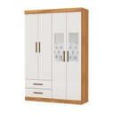 Ver imagem 3 de Guarda-roupa Solteiro Solo 4 Portas 2 Gavetas com Espelho Cinamomo/off White - Pnr Móveis